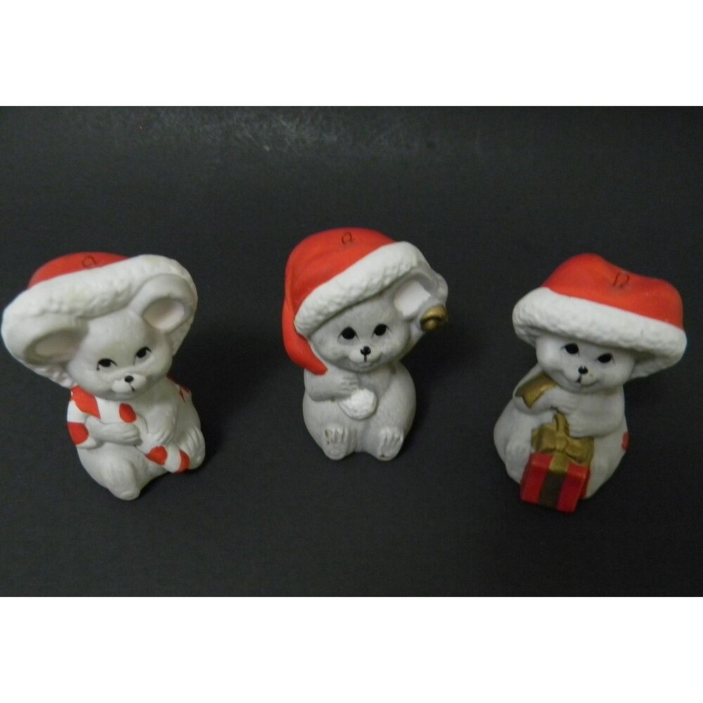 Set of 3 Christmas Mice Vintage Made in Taiwan Ornaments - Picture 2 of 6